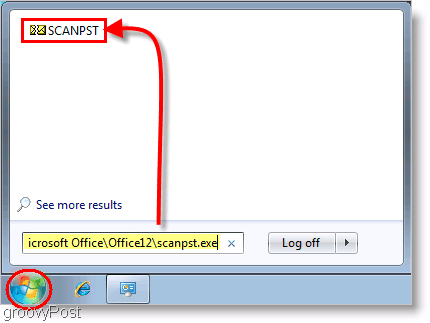 Skærmbillede - Outlook 2007 SCANPST reparationsværktøjslancering