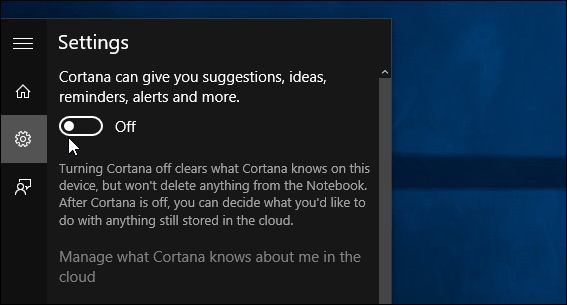 sluk for alle kort Cortana