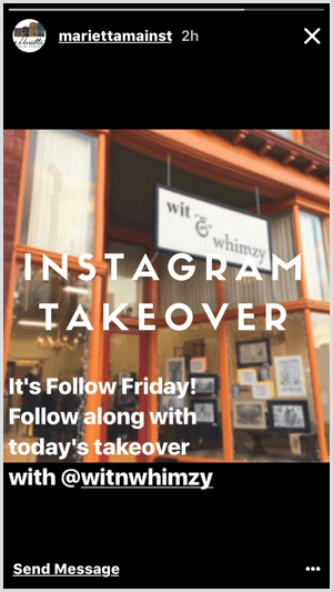 Instagram Stories overtagelseseksempel