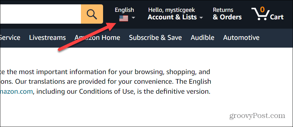 Skift sprog på Amazon