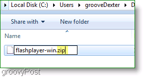 Skærmbillede: Flashplayer ZIP-fil windows 7