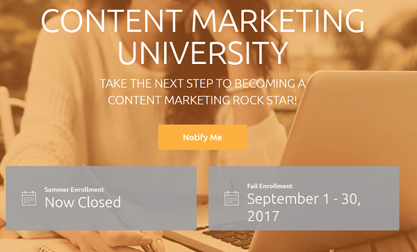 CMI's abonnementsbaserede træningsprogram er Content Marketing University.