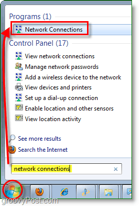 åbn din netværksforbindelsesdialog i windows 7