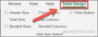 tabel design fane excel