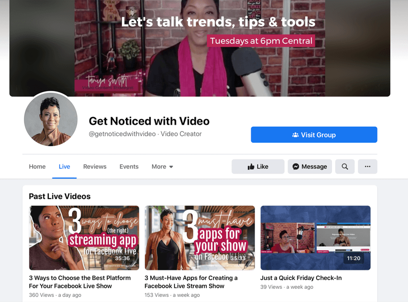 skærmbillede af @ getnoticedwithvideos YouTube-kanallandingsside med forskellige videoer om tip, tricks og trends, som det gælder for onlinevideo
