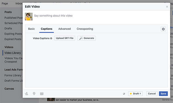 Tryk på knappen Generer (med ikonet for tryllestav) for at producere automatiske billedtekster til din video.