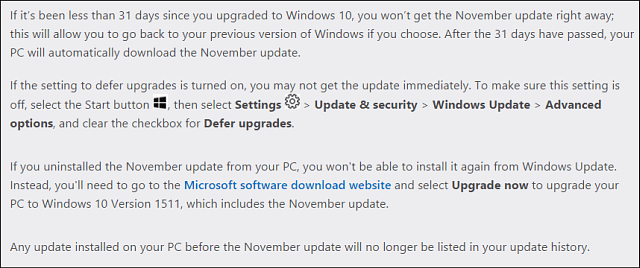 Microsoft Win10 November-opdateringsnotater