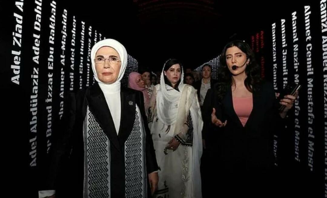Førstedame Erdoğan besøgte udstillingen 'Gaza: Resisting Humanity' med ledernes koner!
