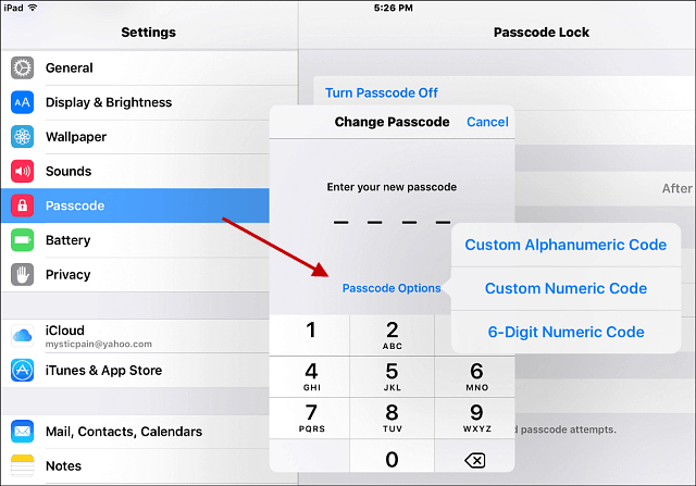 Stong adgangskode iOS 9