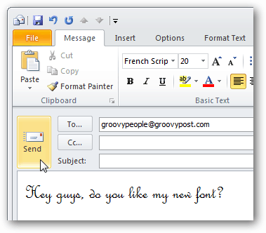 brugerdefinerede skrifttyper i Outlook 2010
