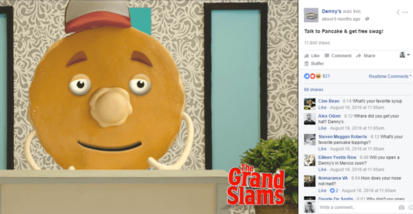 Dennys Facebook Live Q&A med en pandekage var rent mærke guld.