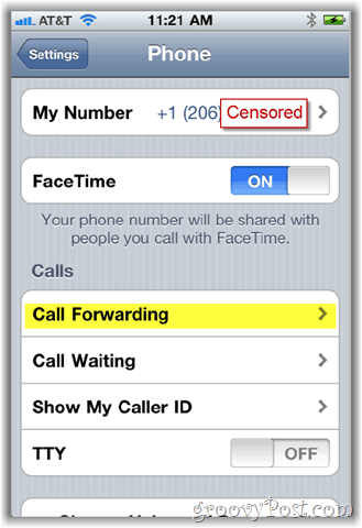 skærmbillede af valgmulighed for iphone-opkald