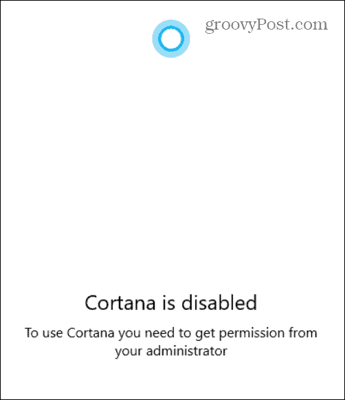 Cortana deaktiveret