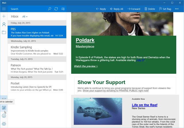 Indbakke Mail-app Windows 10
