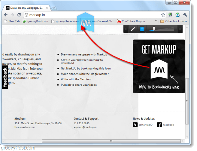 Websteder med skærmfangst og træk på dem ved hjælp af Markup.io