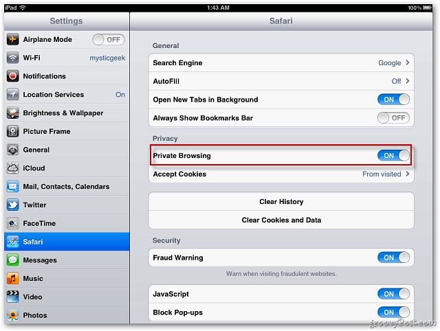 Apple iOS 5: Aktivér Safari privat browsing
