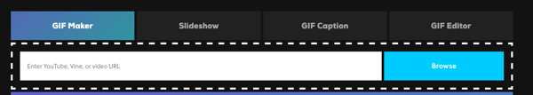 For at oprette en GIF på Giphy skal du vælge GIF Maker eller Slideshow.