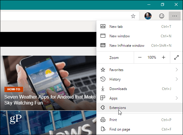 Chromium Edge Menu