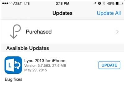 Lync til iPhone-opdatering