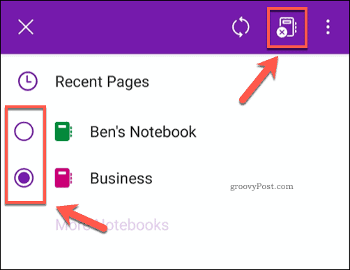 OneNote-app lukker notebook-ikonet
