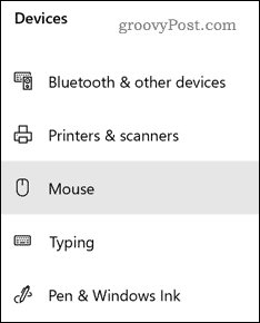 Valg af indstillinger for Windows Mus