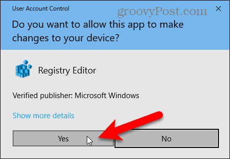Brugerkontokontrol dialogboks i Windows 10