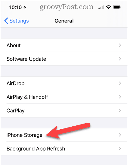 Tryk på iPhone Storage