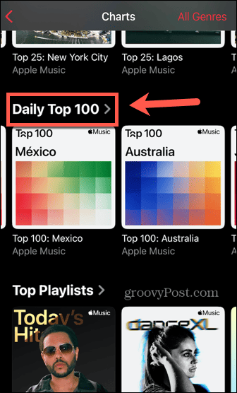 apple music hitlister daglige top 100