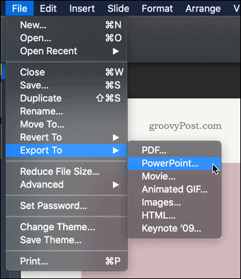 Eksporter Keynote til PowerPoint