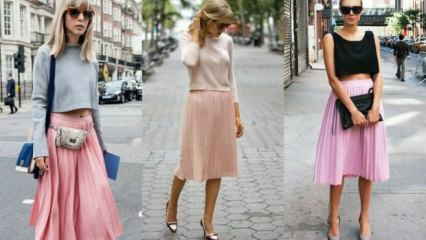 Hvordan kombineres en lyserød nederdel?