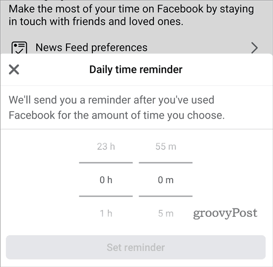 Din tid på Facebook angiver påmindelse
