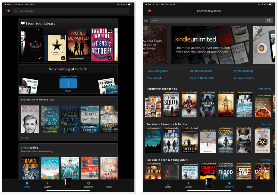 Amazon Kindle på iPad