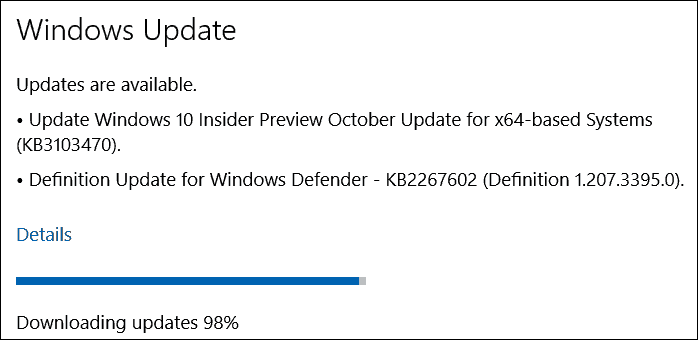 Windows 10 Preview oktober-opdatering