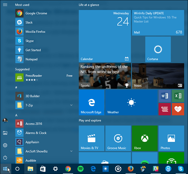 Sådan fremstilles Windows 10 Start Menu Duplikat blandt alle brugerkonti