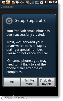 Konfigurer Yap Voicemail trin 2
