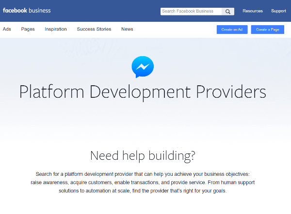 Facebooks nye bibliotek over platformudviklingsudbydere er en ressource for virksomhederne til at finde udbydere, der specialiserer sig i opbygning af oplevelser på Messenger.
