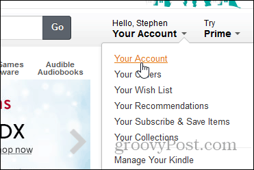 Skift Amazon-adgangskode - Klik på din konto