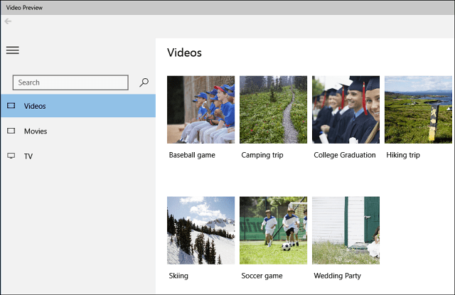 App-visning til Microsoft Videos