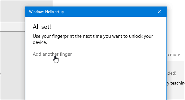 4 Windows Hello Fingerprint komplet Tilføj et andet