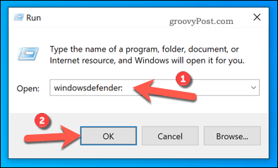 Åbning af Windows-sikkerhed ved hjælp af Kør på Windows