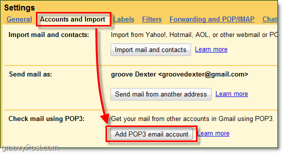 importer ekstern tredjeparts e-mail til gmail uden videresendelse