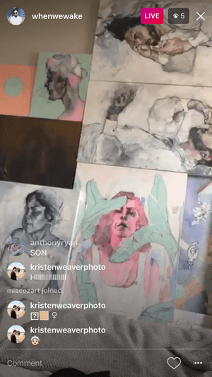 Kunstnerprofil, da wowake brugte Instagram live for at give et smugkig på nogle af hans nye malerier.