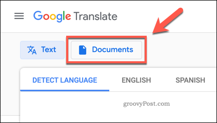 Knappen Google Translate Documents