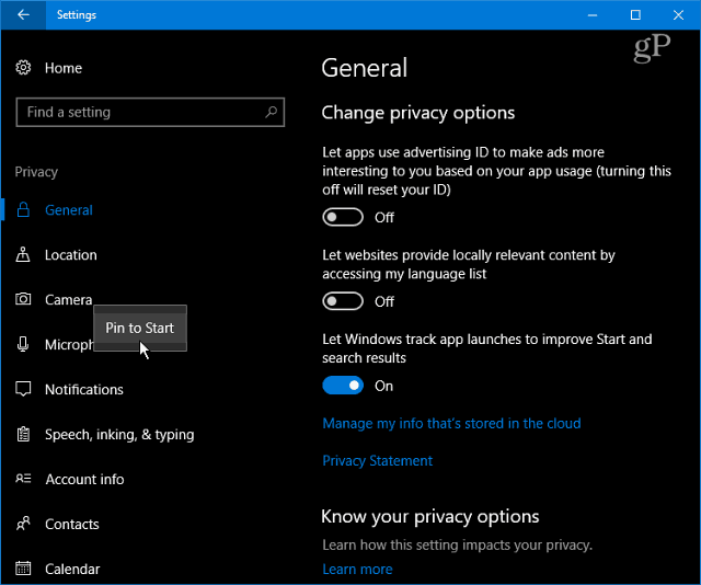 Windows 10-indstillinger