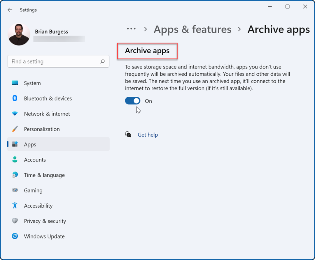 Sådan aktiverer du arkiveringsapps på Windows 11