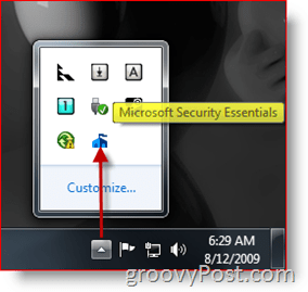Microsoft Security Essentials Task Bar Ikon / Start
