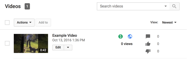 YouTube-videoer med indtægtsgenerering viser et grønt dollartegn