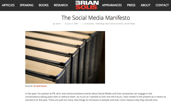 Da Brian så potentialet i sociale medier, skrev han The Social Media Manifesto.