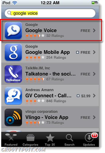 Google Voice i app store til ipod eller ipad