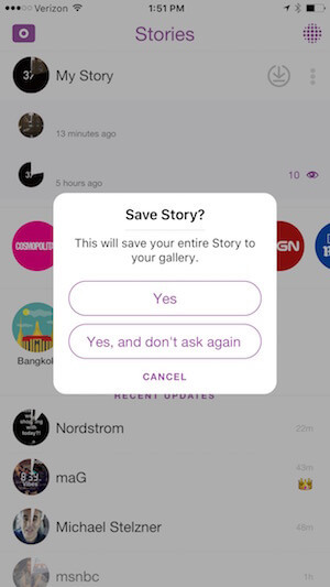 gem din snapchat-historie på din telefon